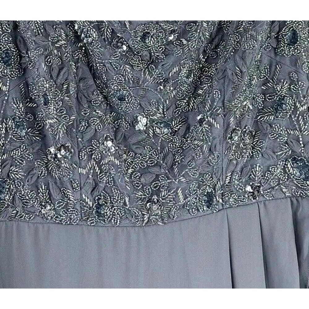 NWT Cameron Blake Womens Short Sleeve Blue Formal Full Length Dress Size Medium - Picture 5 of 9